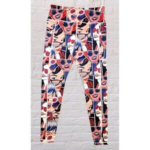 CVG Constantly Varied Gear Womens MED Pop Comic Faces Leggings Full Length Gym